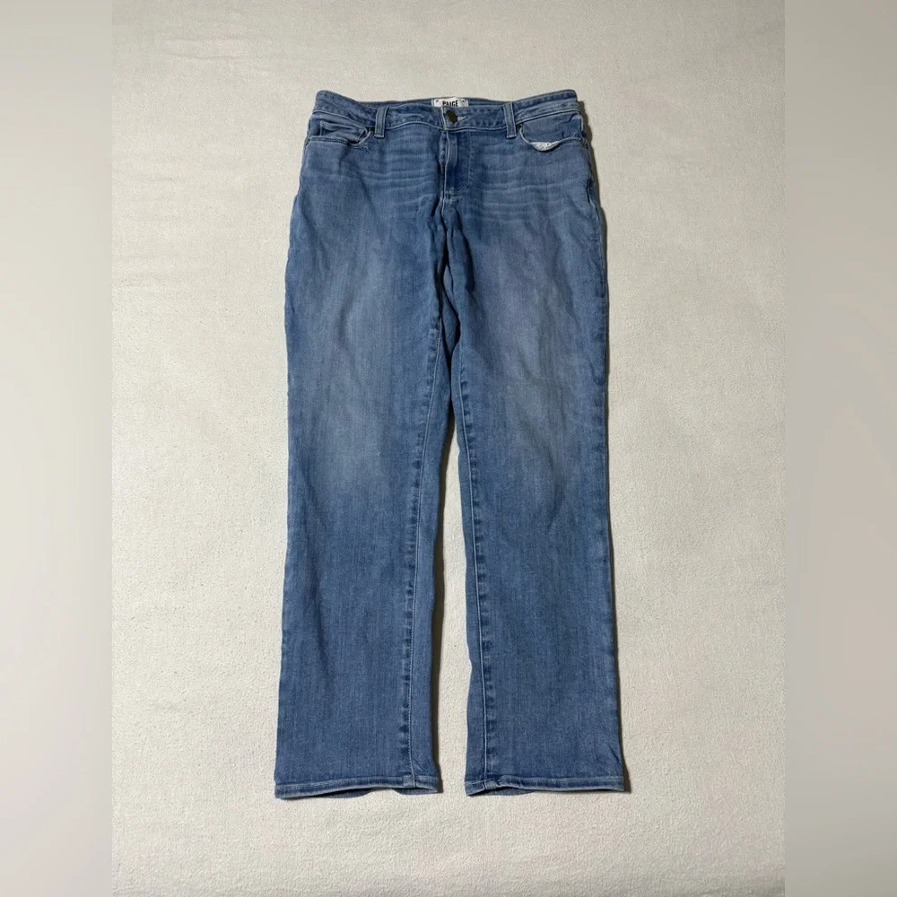 Paige Brigitte Jeans Women's 30x28 Blue Denim Straight Leg Medium‎ Wash Stretch